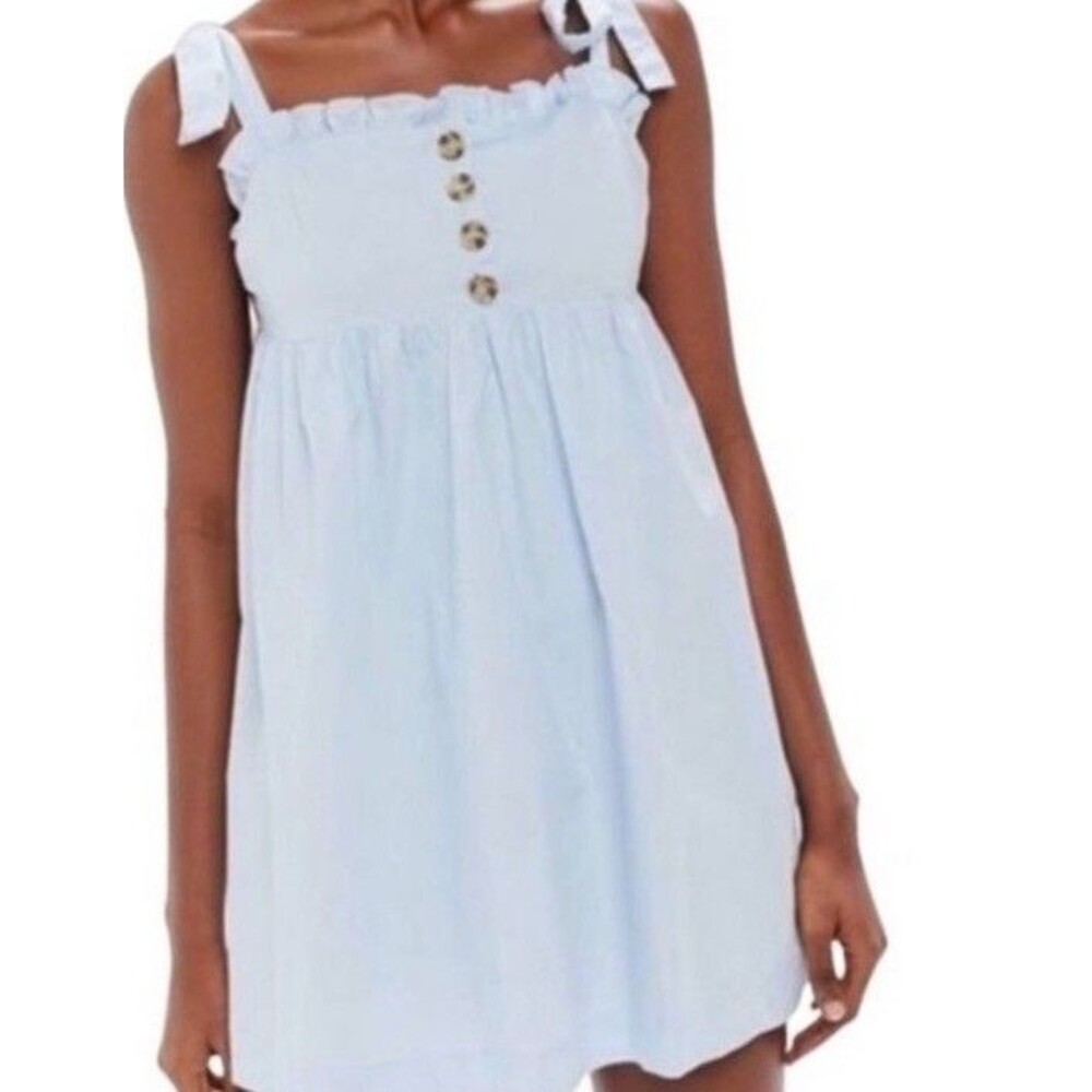 Urban Outfitters Size L Blue Mini Baby Doll Tie Dress